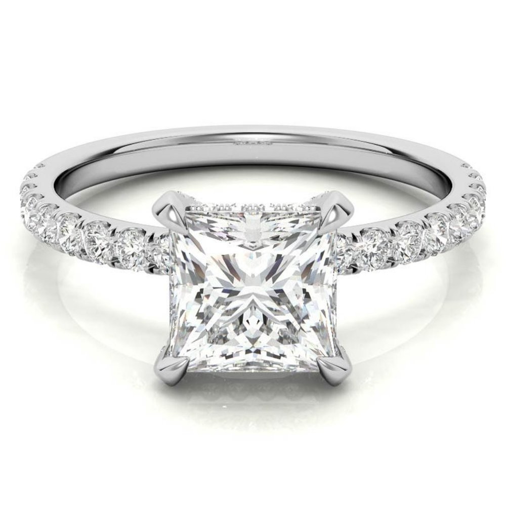 6.5mm- 1.50Ct Princess Moissanite Ring In 14k Gold